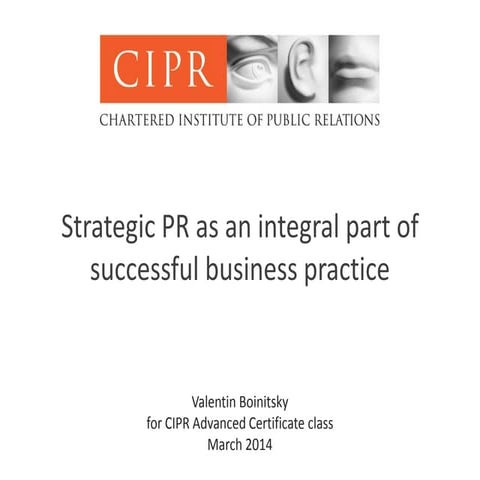 Strategic PR as an integral part of successful business practice