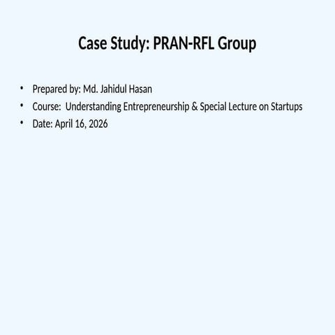 Supply chain management Process of PRAN-RFL | PPTX