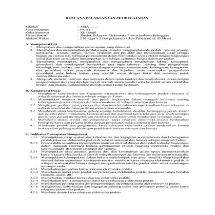 RPP PKWU Aspek Rekayasa SMA Kelas XII