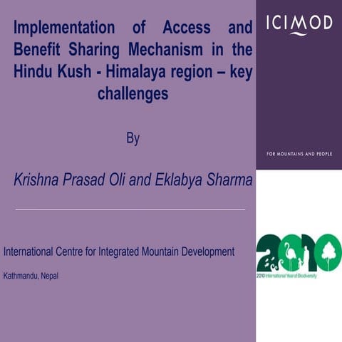 Implementation of Access and Benefit Sharing Mechanism in the Hindu Kush - Hi...