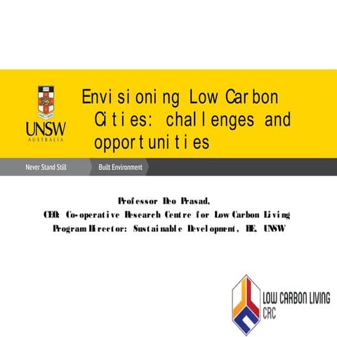 SMART Seminar - Envisioning Low Carbon Cities: Challenges and Opportunities