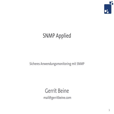 SNMP Applied - Sicheres Monitoring mit SNMP