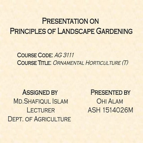 Principales of landscape gardening