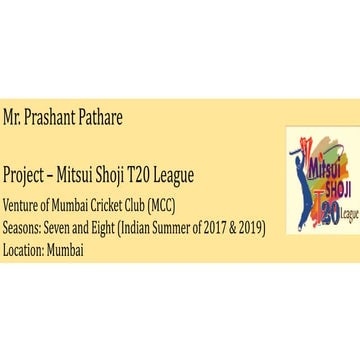 Prashant Pathare   Mitsui Shoji T20 Cricket League