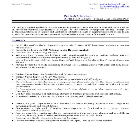 Prateek chauhan cv senior business analyst_csc | DOC