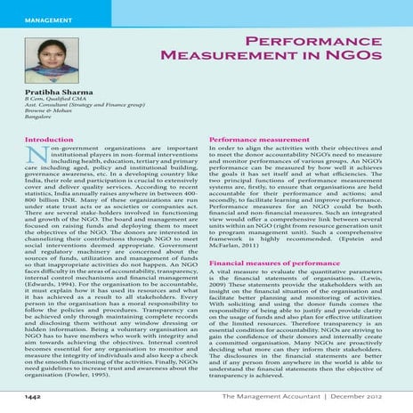 Performance Measurement in NGOs