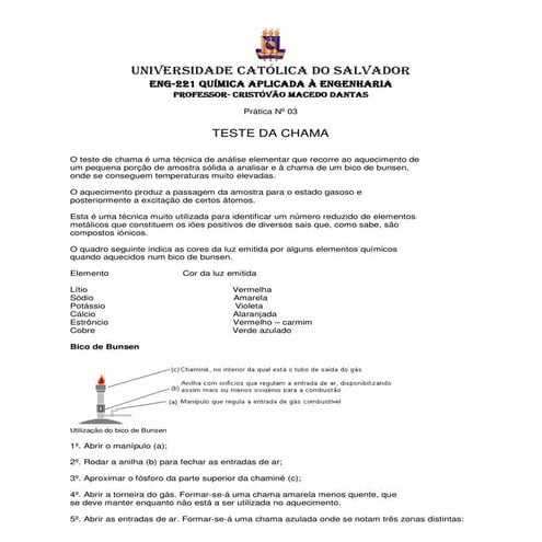 Pratica 03 -  teste da chama