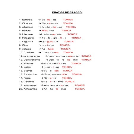 Pratica de silabeo | DOCX