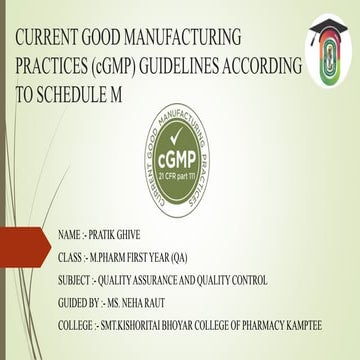pratik ghive cGMP According to schedule M