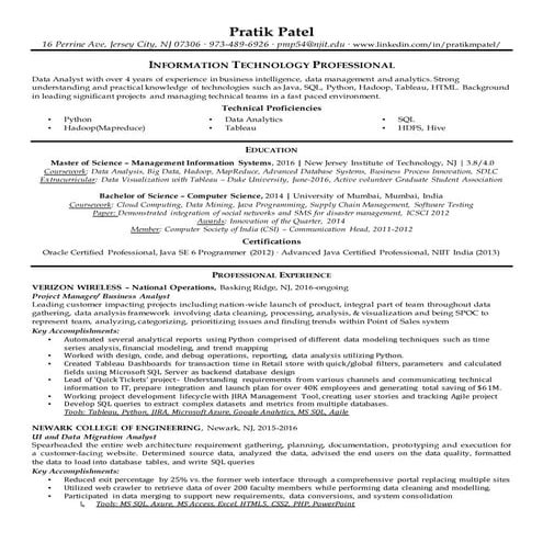 Pratik Patel Python/ Big Data Analyst