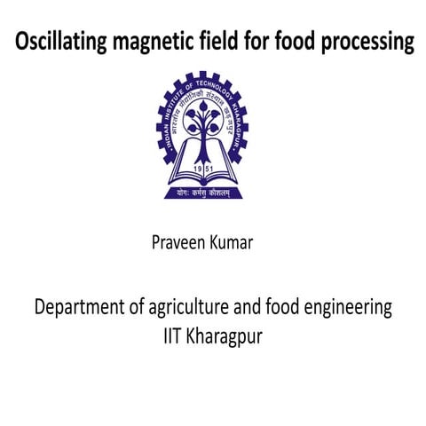 Oscillating magnetic field for food processing