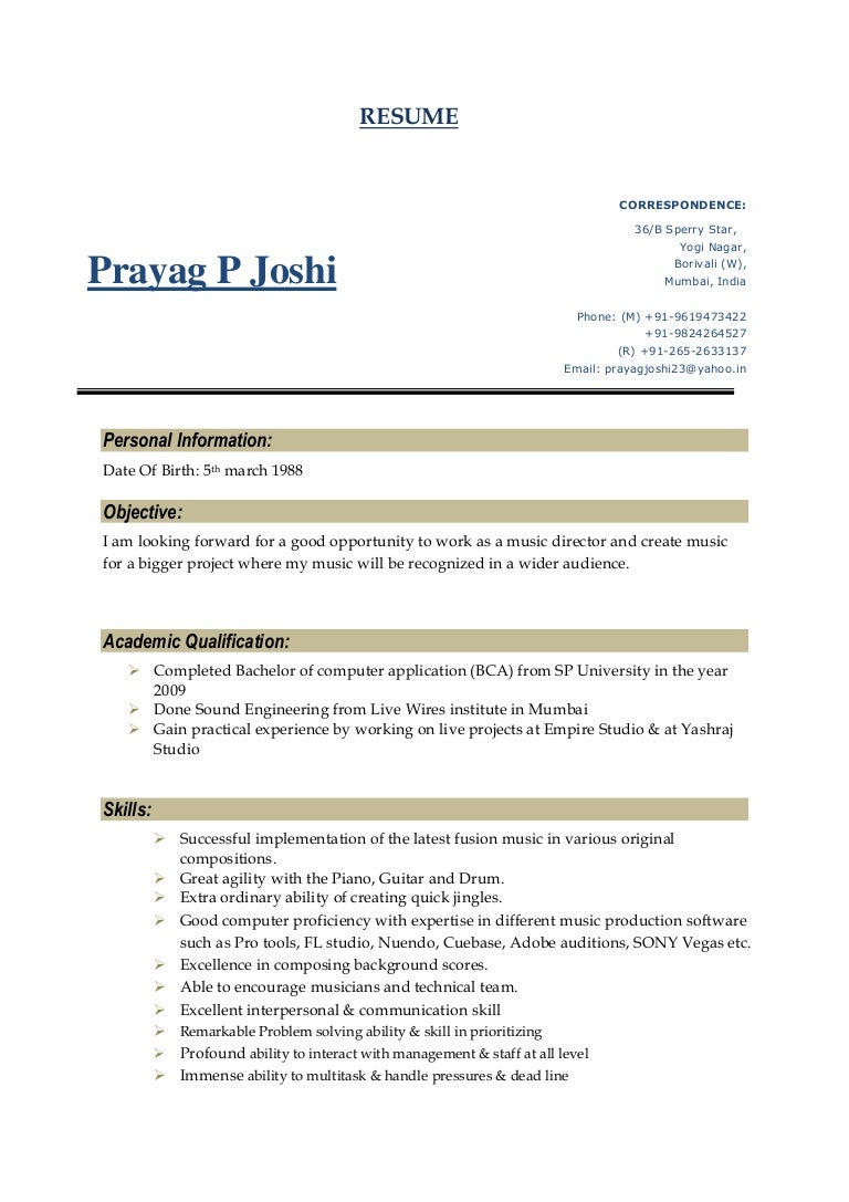 music director resumes