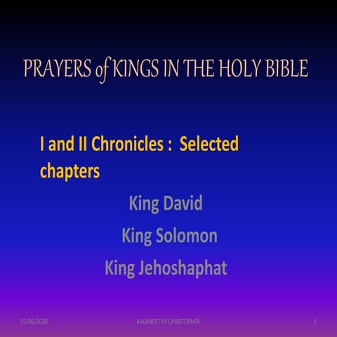 Journey Through The Bible: The Books of Chronicles | PDF
