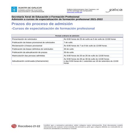 Calendario probas acceso_2017 | PDF