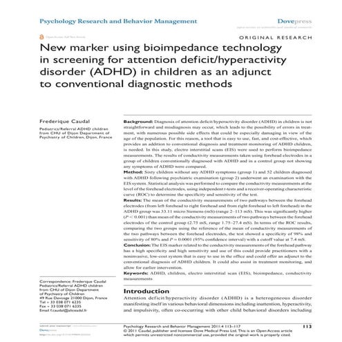 EIS Technology: New marker using bioimpedance technology in screening for ADHD
