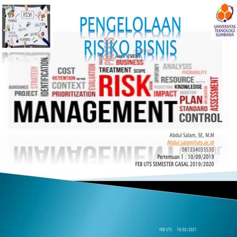 Prb pertemuan 1 1. Pengantar risiko dan bisnis, pengertian risiko ...