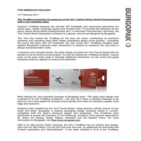 BURGOPAK - PRESS RELEASE - TIROLBERG - FEB 2011