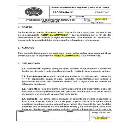 PRC-SST-027 Procedimiento Seguro para Trabajo en Excavaciones.docx