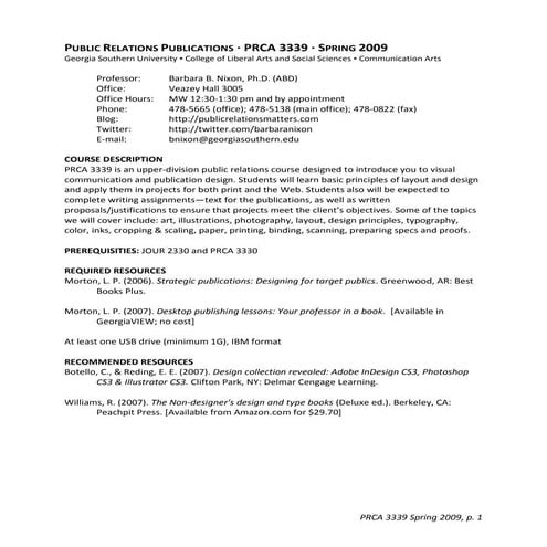 PRCA 3339 PR Publications Syllabus