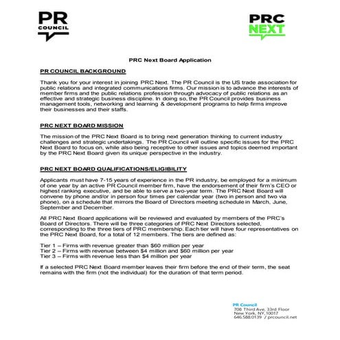 PRC Next Application