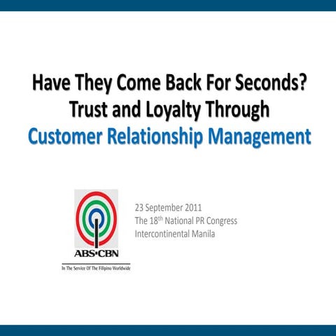 PR Congress 2011 | Plenary 5 - Have They Come Back for Seconds?