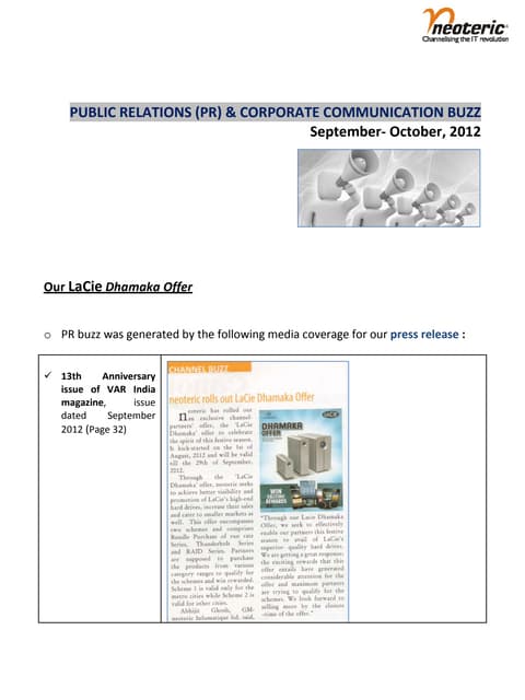 PR Coverage: September - October, 2012
