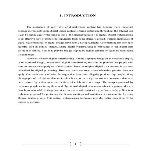 Optical Watermarking Literature survey....