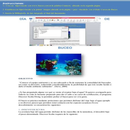 Dia de buceo | DOCX