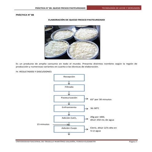 Elaboracion de queso fresco pasteurizado
