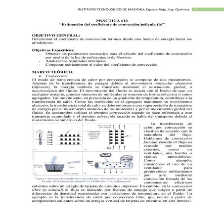 Práctica 13 Estimación del Coeficiente de Convección/Película (h)