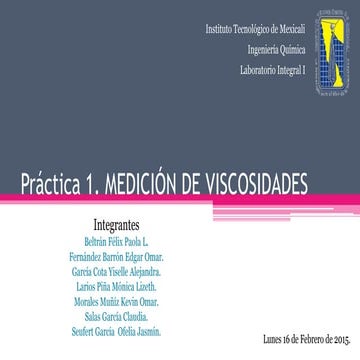 Práctica 1 Medición de Viscosidades Resultados