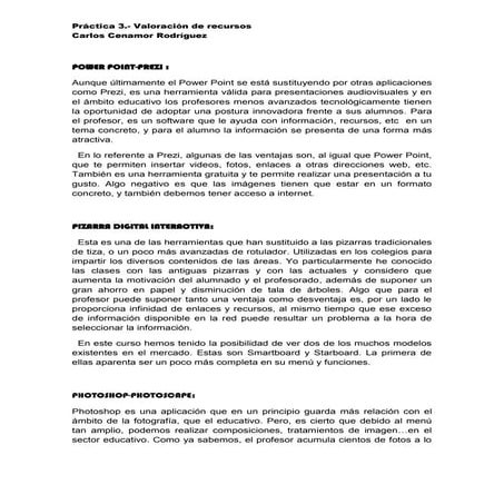 Valoración de recursos tecnológicos