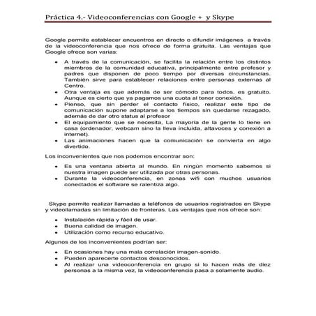 Práctica 4 . skype , google +