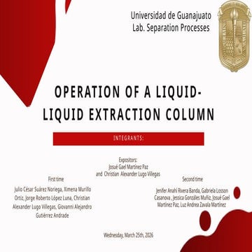 Operation and Analysis of a Liquid-Liquid Extraction Column for ...