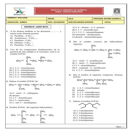 Práctica de hidrocarburos alifáticos