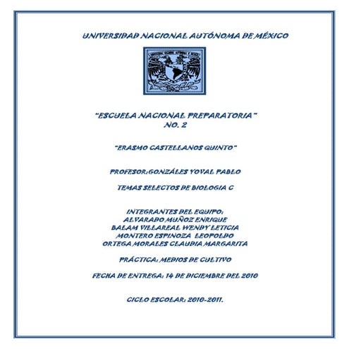 Práctica de medios de cultivo