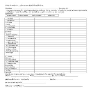 Práctica hiato y diptongo2012