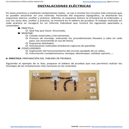 PRÁCTICAS:  instalaciones eléctricas