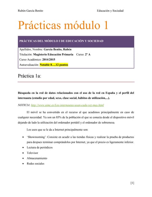 Prácticas del módulo I de Pedagogía