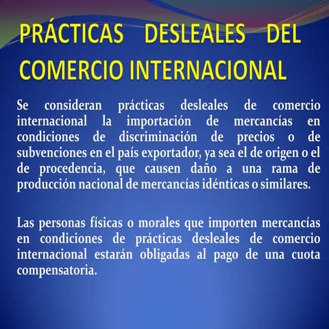 Prácticas desleales del comercio internacional