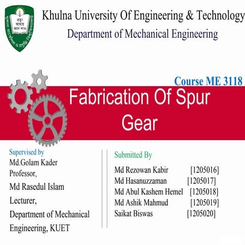 Presentation on Spur Gear