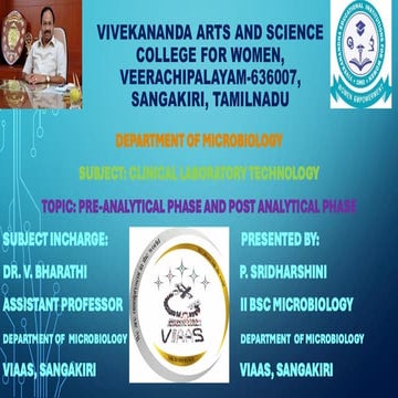 Pre-Analytical and Post analytical phase