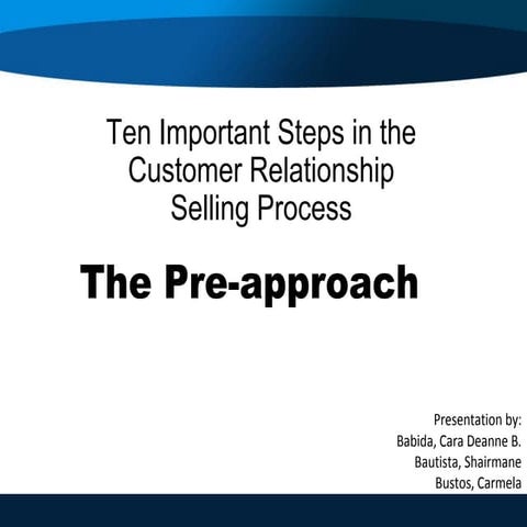 Pre approach / Pre planning in Selling Process