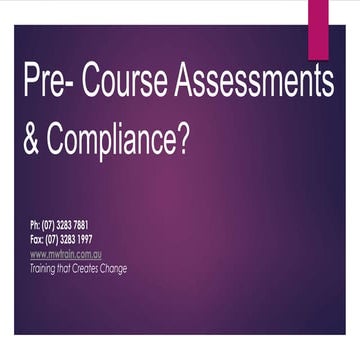 Pre  course assessment- compliance webinar v2