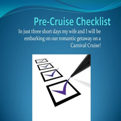 Pre cruise checklist