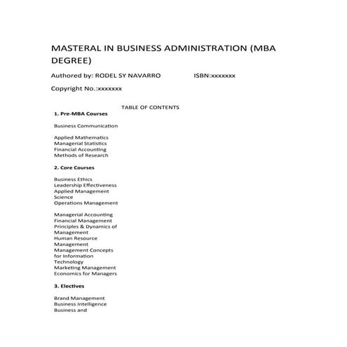 Pre mba courses free pdf book-authored by Rodel Sy Navarro