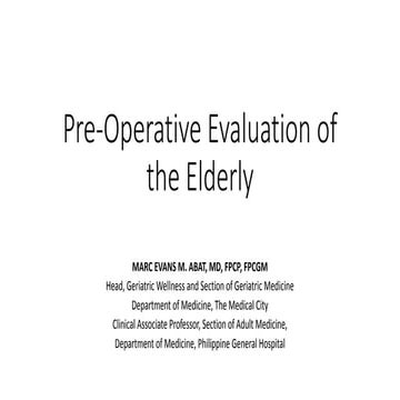 Pre operative evaluation of the elderly