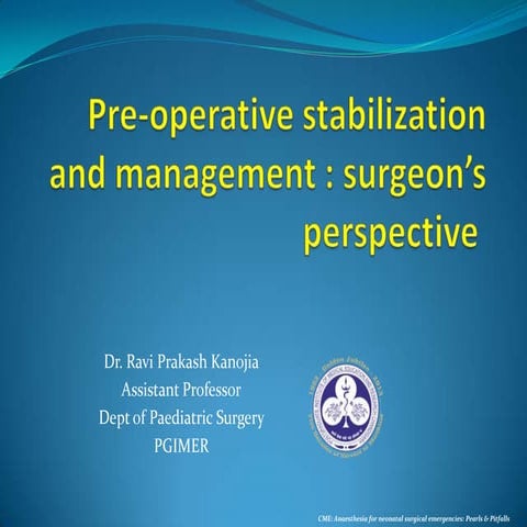 Pre op stabilization and management