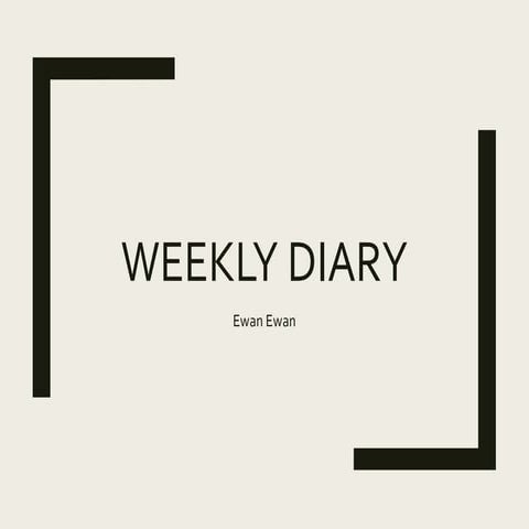Pre production weekly diary