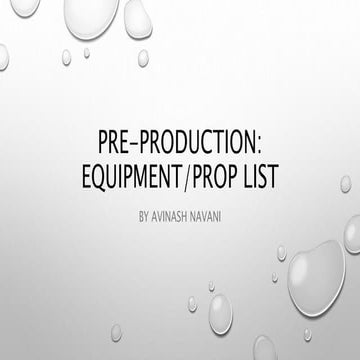 Pre-Production Equipment 